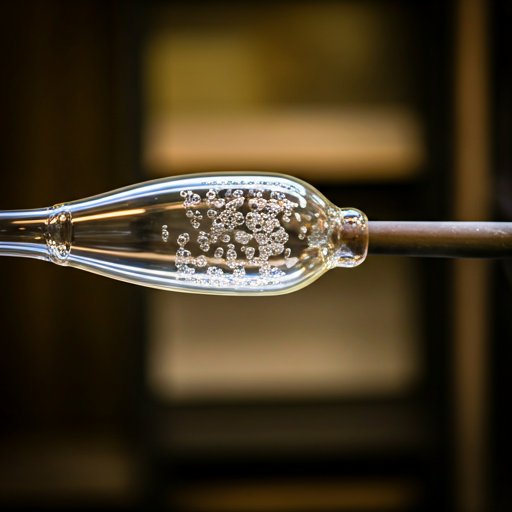 Glass being shaped on blowpipe